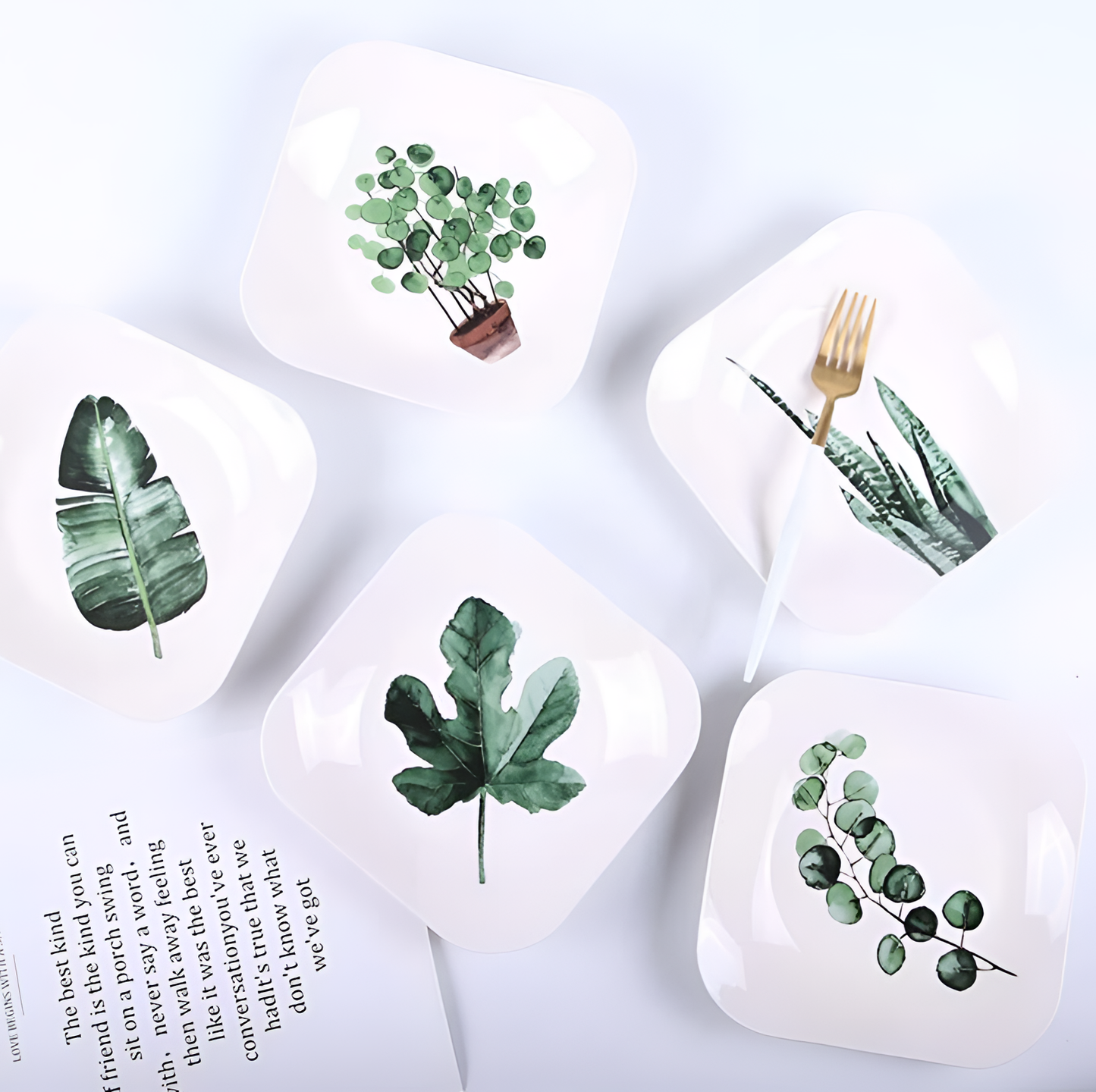 Green Leaves Ceramic Plates | Tableware | NordicAbode.com