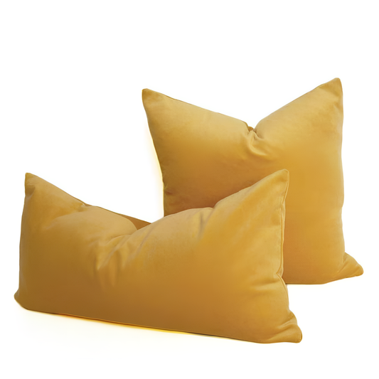 Matte Luxurious Yellow Velvet Cushion Cover | Cushion Covers | NordicAbode.com
