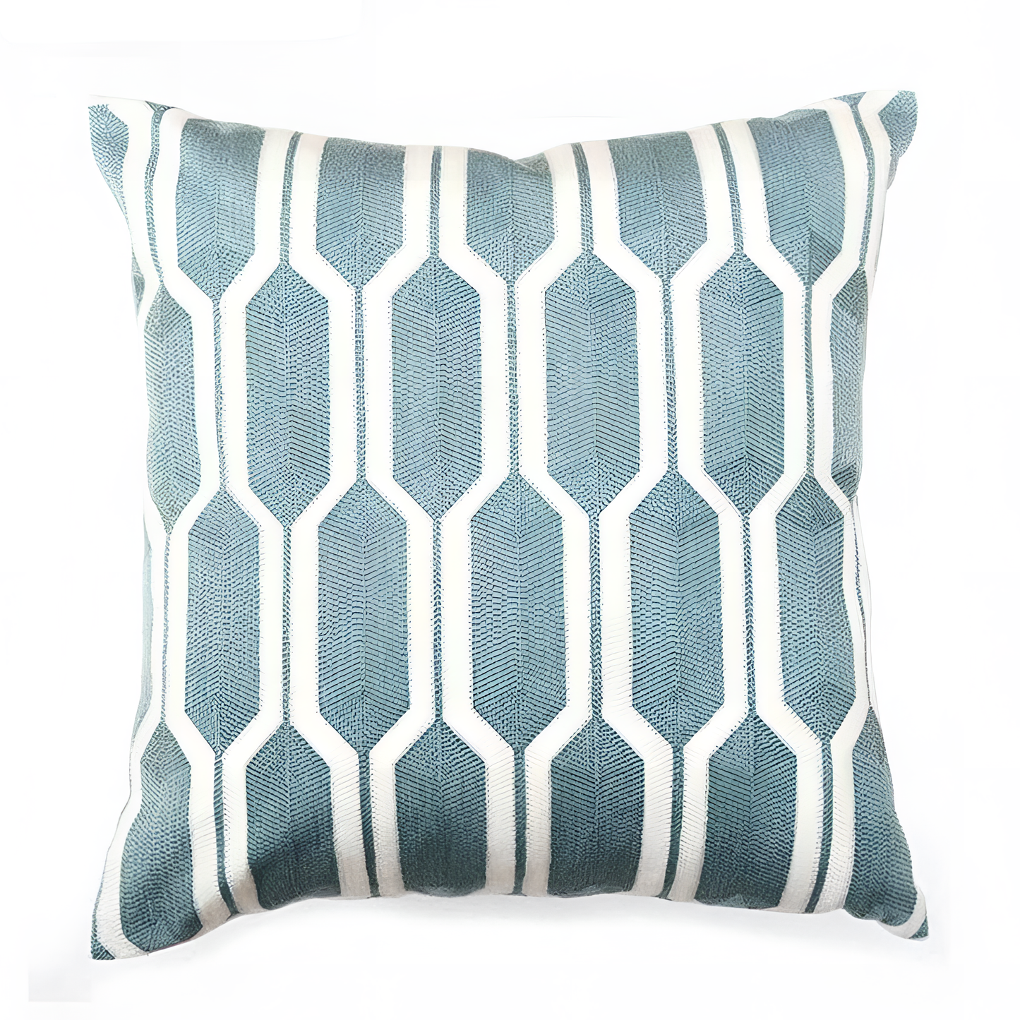 Embroidery Geometric Blue Cushion Cover - 100% Cotton | Cushion Covers | NordicAbode.com