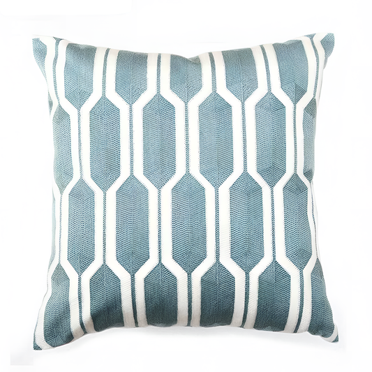 Embroidery Geometric Blue Cushion Cover - 100% Cotton | Cushion Covers | NordicAbode.com