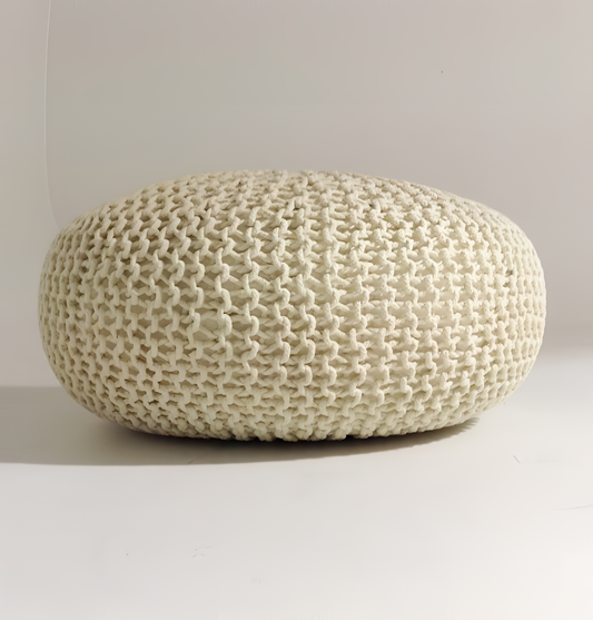 Handmade Premium Cotton Knitted Pouf | Poufs | NordicAbode.com