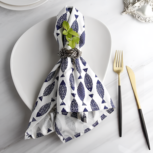 Amphitrite Mediterranean Blue & White Napkins | Table Linens | NordicAbode.com