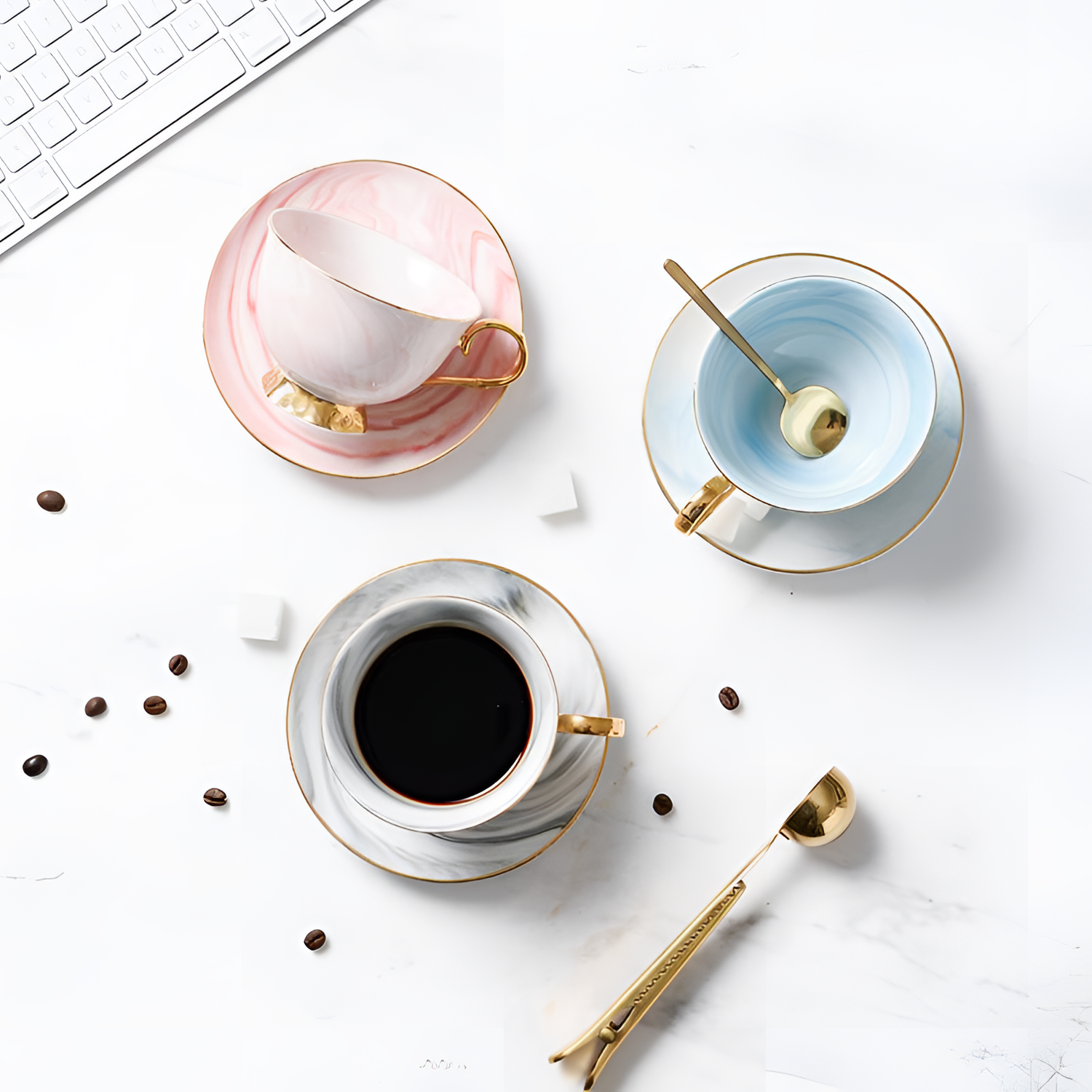 Golden Marble Coffee Cup Set | Drinkware | NordicAbode.com