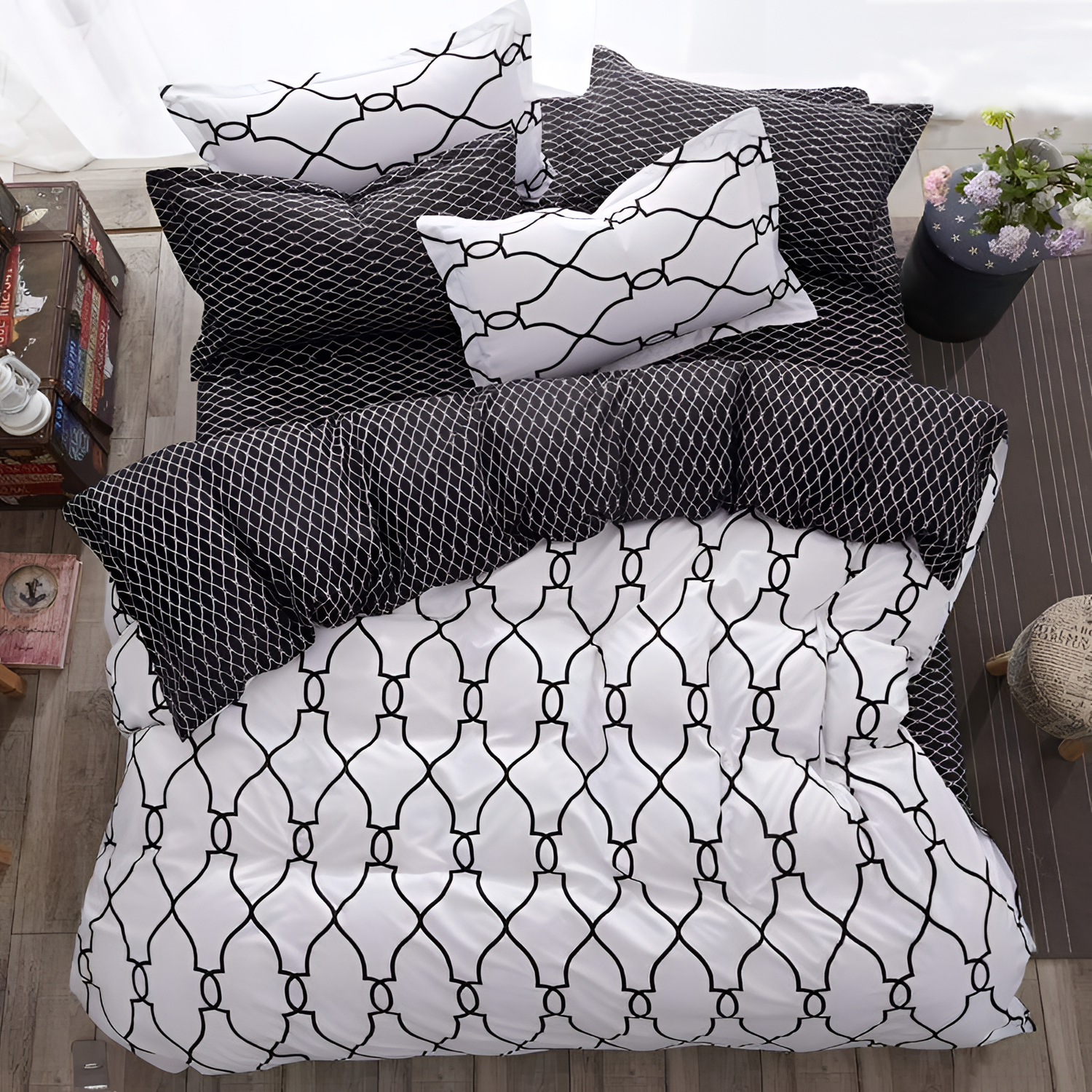 Kurdic Contrast Duvet Cover Set - Microfibre Fabric | Bedding | NordicAbode.com