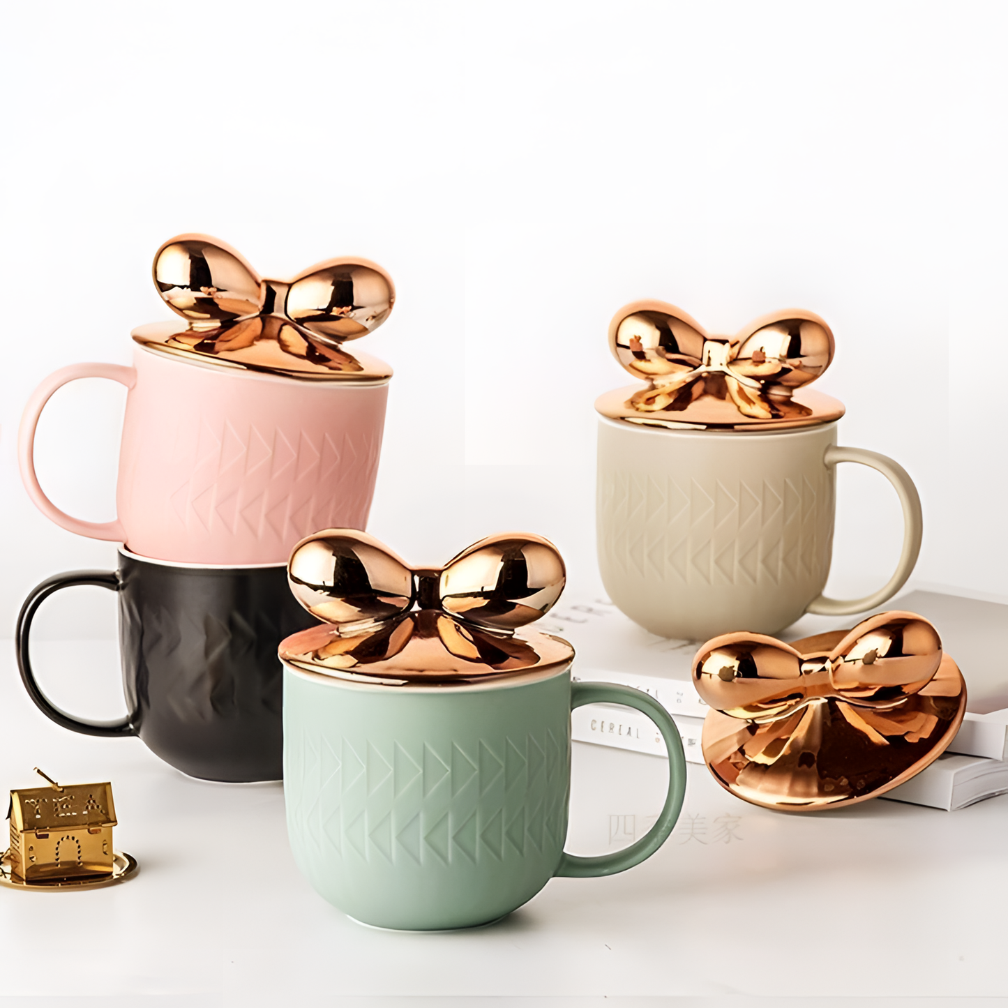 Rose Gold Bow Mug Cover | Mugs | NordicAbode.com