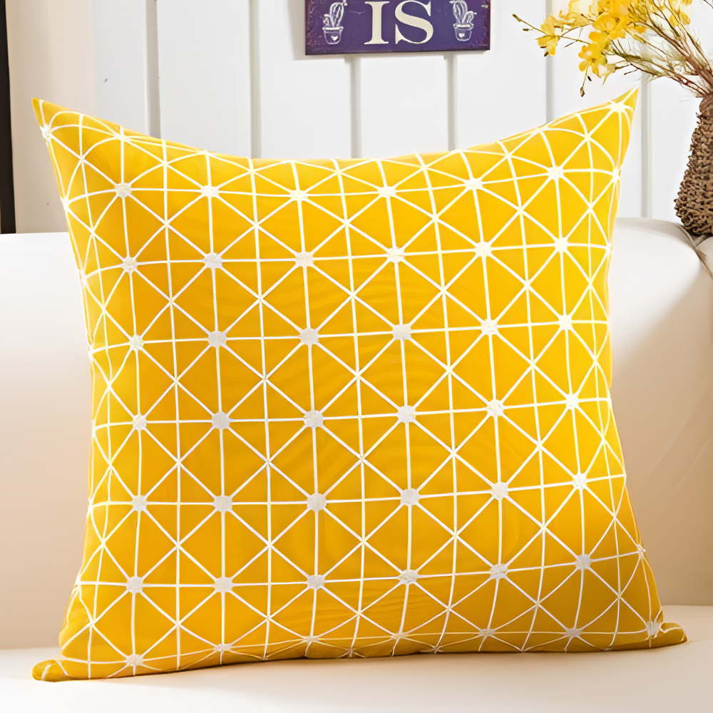 Graphical Elegant Yellow Cushion | Cushions | NordicAbode.com