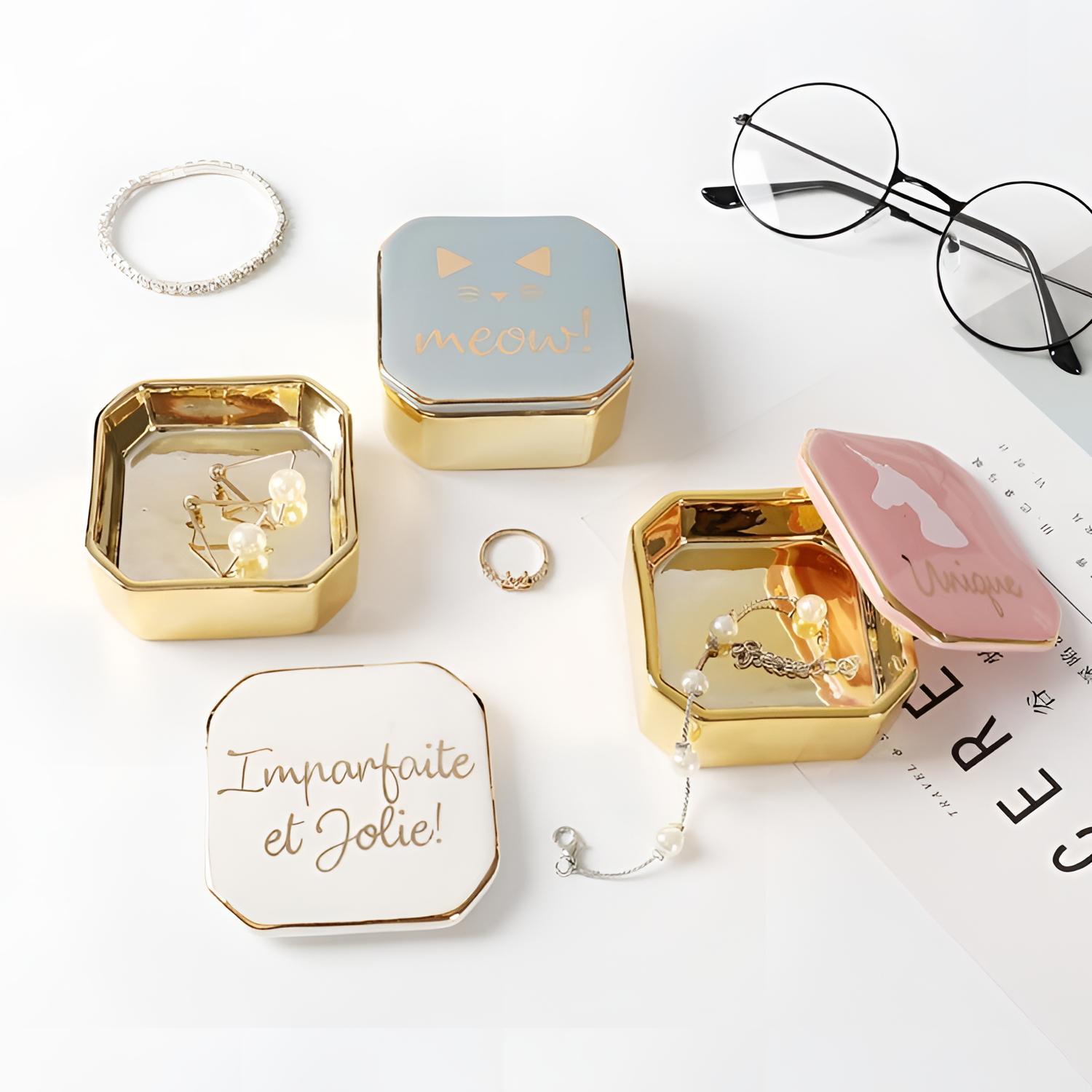 Gold Ceramic Enamel Jewelry Case | Jewelry Storage | NordicAbode.com