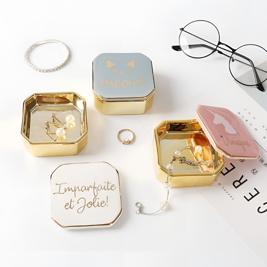 Gold Ceramic Enamel Jewelry Case | Jewelry Storage | NordicAbode.com