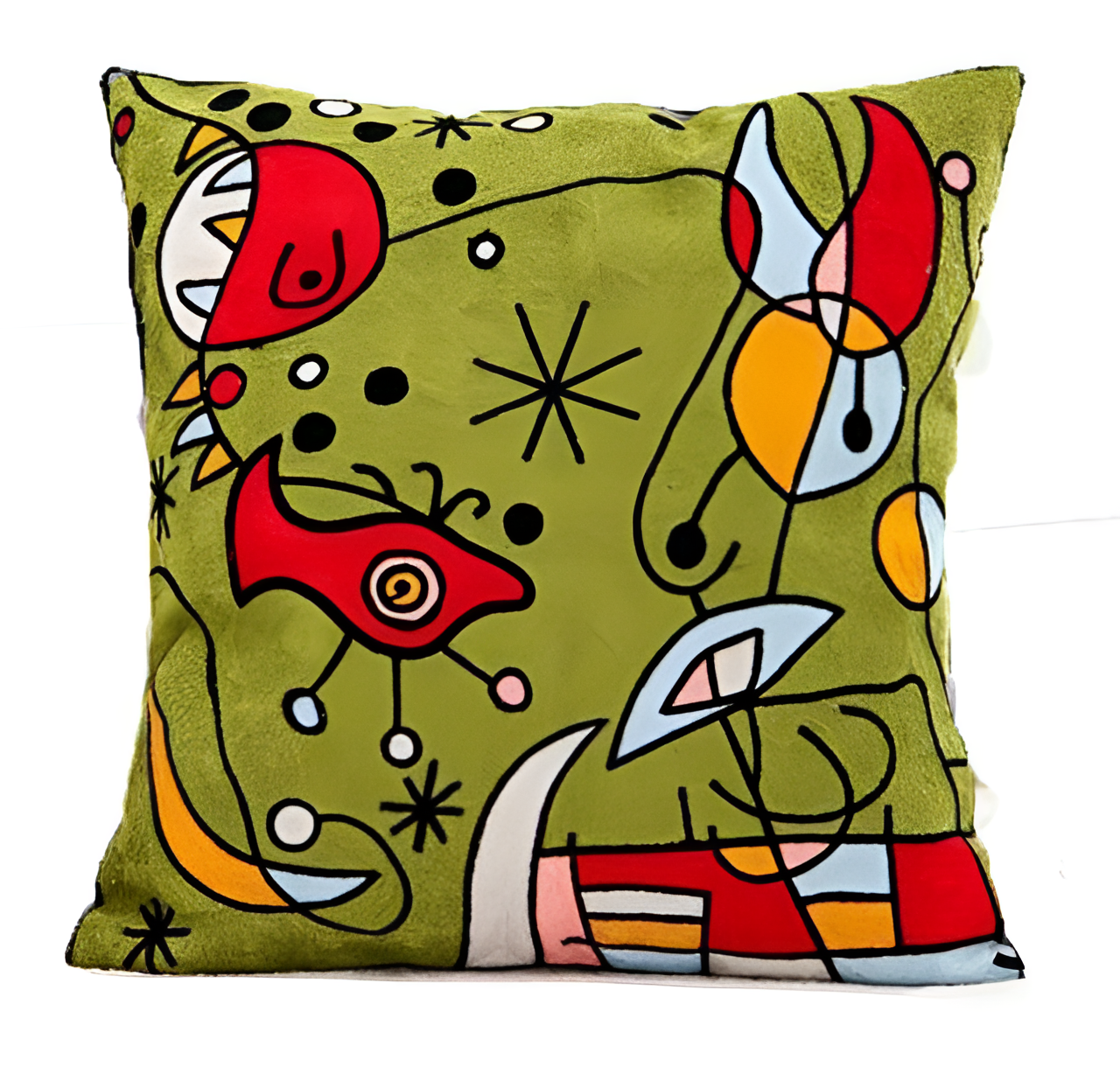 Cotton Picasso Embroidered Square Pillow Case | Textiles | NordicAbode.com