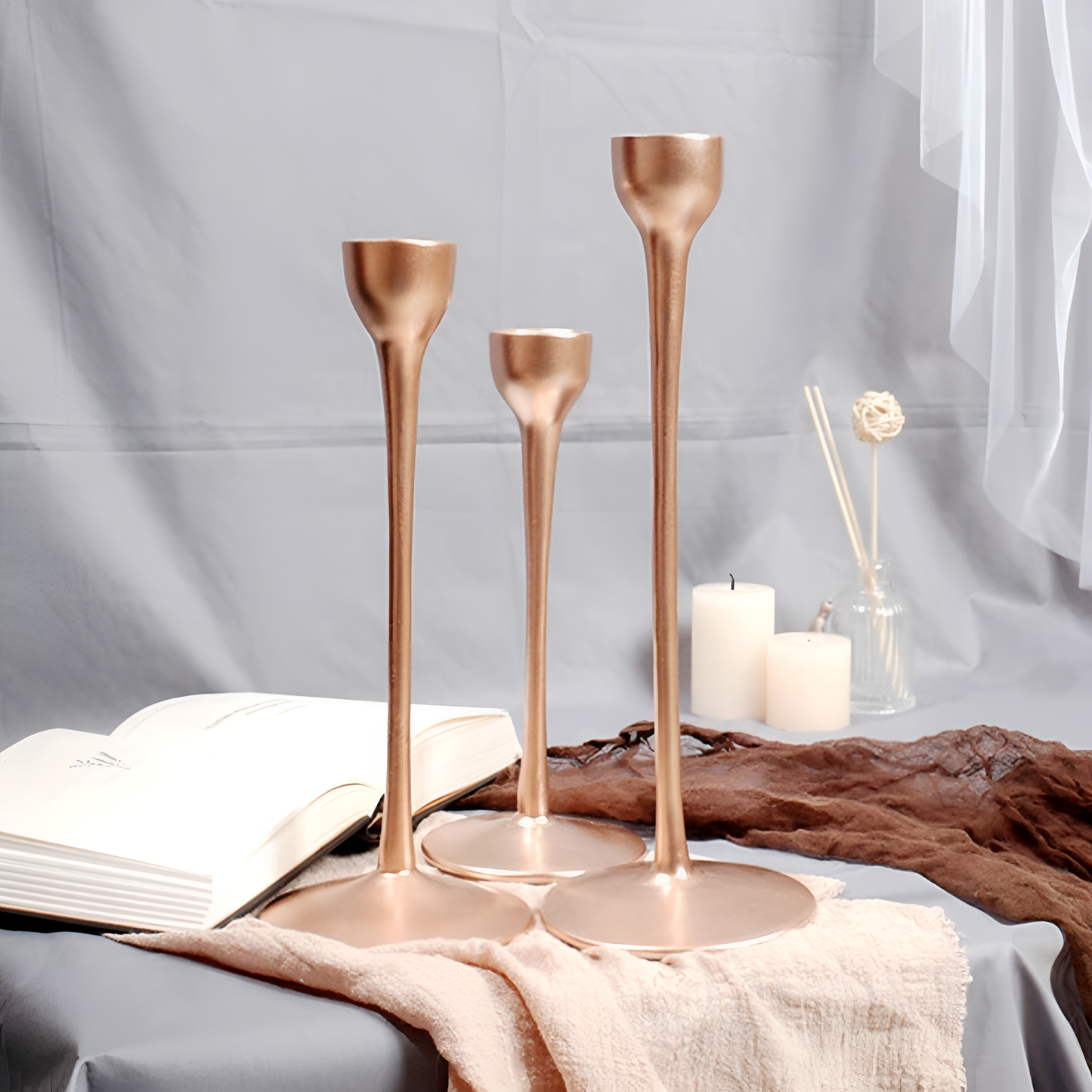 Set 3-Piece Modern Resin Candleholders | Candleholders | NordicAbode.com