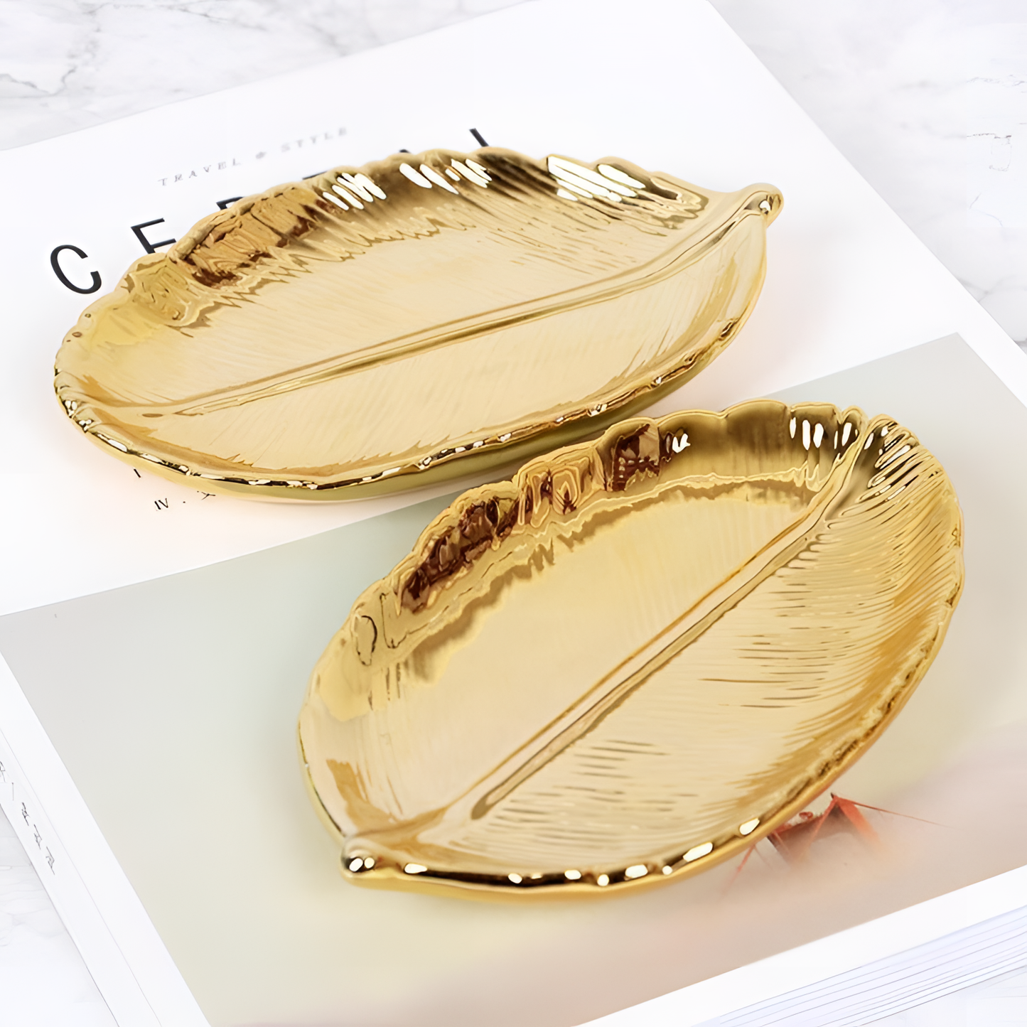 Antique Gold Leaf Tray Organiser - Ceramic | Trays | NordicAbode.com