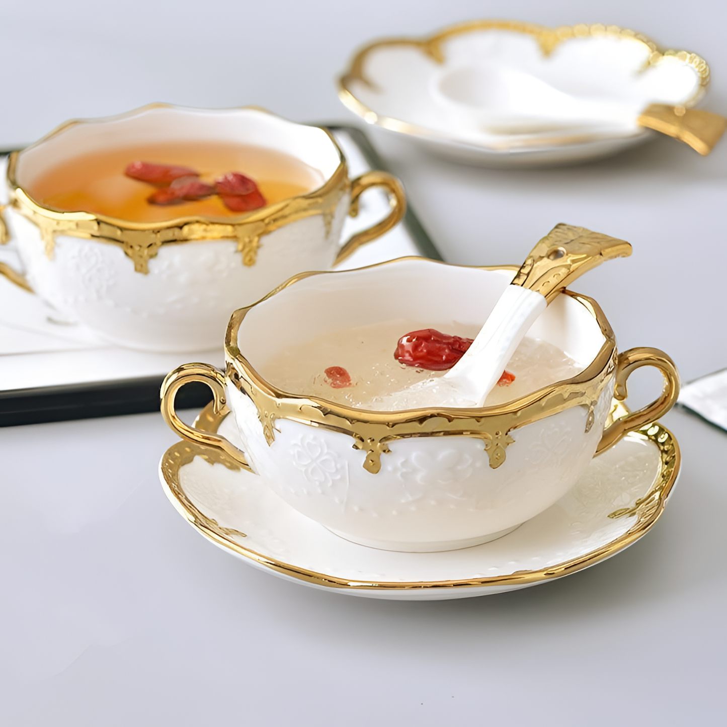 Golden Handpainted Ceramic Soup Bowl | Dinnerware | NordicAbode.com