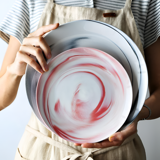 Pink Marble Pattern Ceramic Plates | Tableware | NordicAbode.com