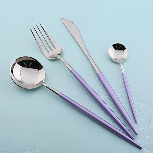4 4-Piece Purple & Silver Cutlery Set | Cutlery | NordicAbode.com