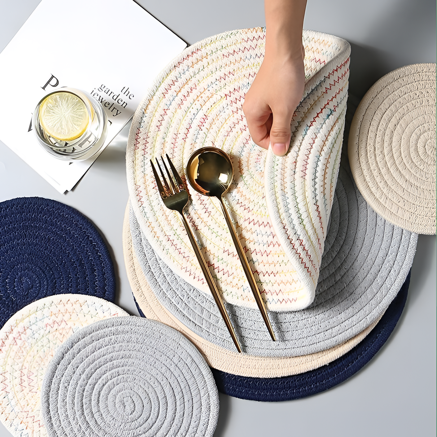 Round Cotton Table Mat - Round Weave | Table Mats | NordicAbode.com
