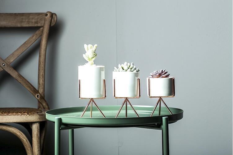 Ida - Ceramic Flower Planters with Modern Stand