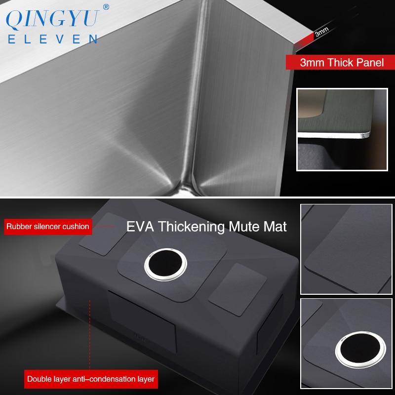 Huxon - Handmade Stainless Steel Lead-Free Large Kitchen Sink - Nordic Side - 03-18, modern-pieces