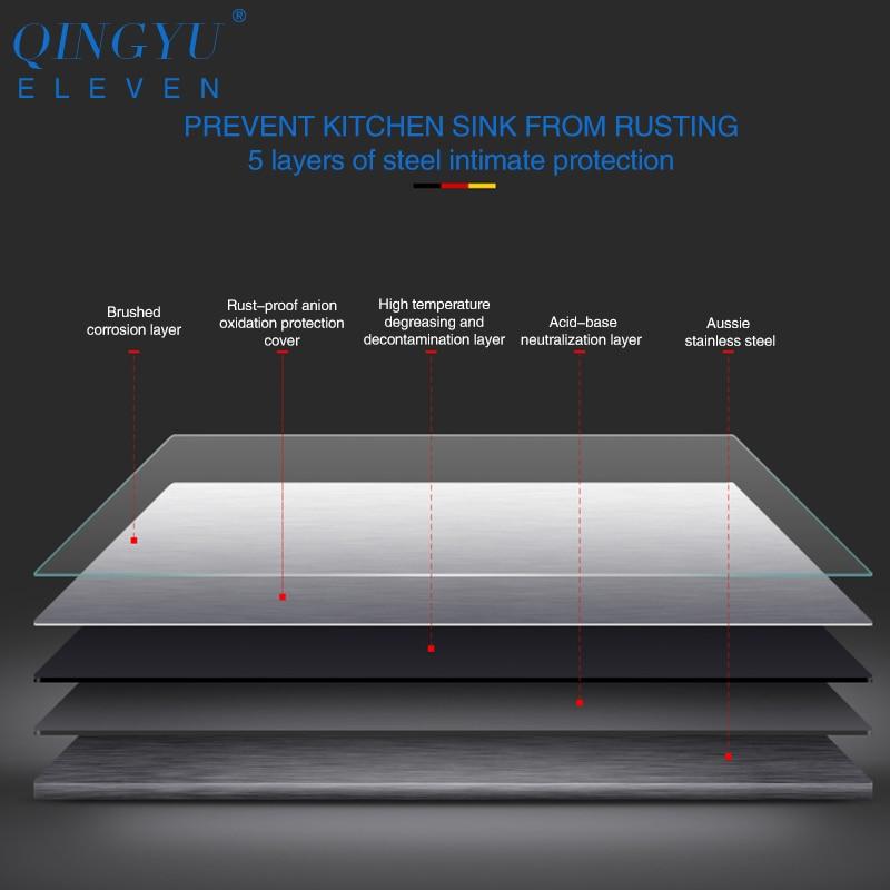 Huxon - Handmade Stainless Steel Lead-Free Large Kitchen Sink - Nordic Side - 03-18, modern-pieces