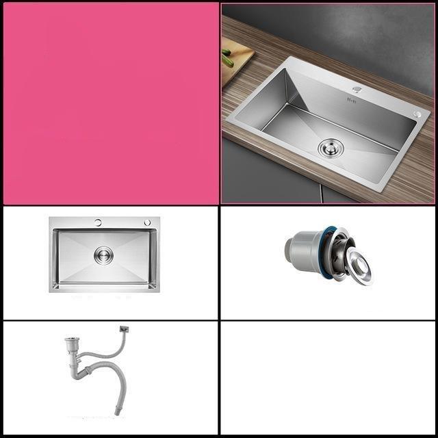 Huxon - Handmade Stainless Steel Lead-Free Large Kitchen Sink - Nordic Side - 03-18, modern-pieces
