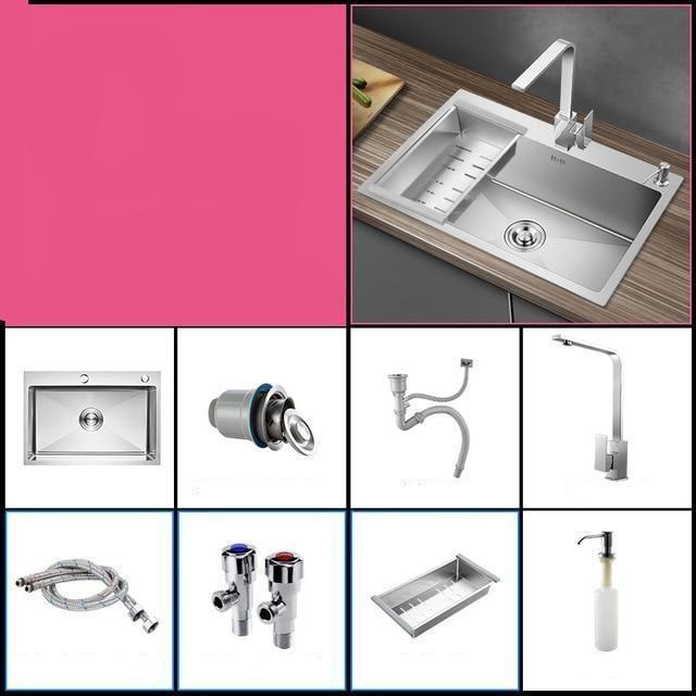 Huxon - Handmade Stainless Steel Lead-Free Large Kitchen Sink - Nordic Side - 03-18, modern-pieces