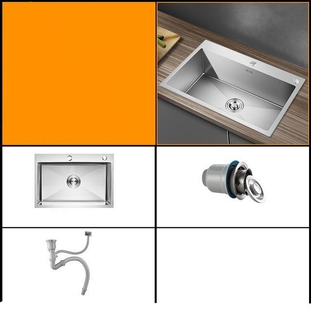 Huxon - Handmade Stainless Steel Lead-Free Large Kitchen Sink - Nordic Side - 03-18, modern-pieces