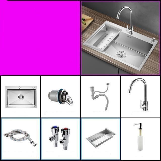 Huxon - Handmade Stainless Steel Lead-Free Large Kitchen Sink - Nordic Side - 03-18, modern-pieces