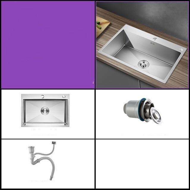 Huxon - Handmade Stainless Steel Lead-Free Large Kitchen Sink - Nordic Side - 03-18, modern-pieces