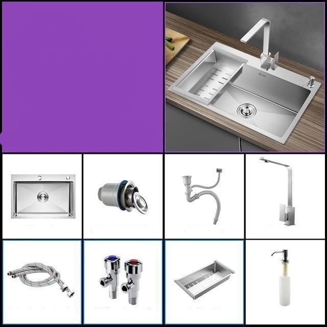 Huxon - Handmade Stainless Steel Lead-Free Large Kitchen Sink - Nordic Side - 03-18, modern-pieces