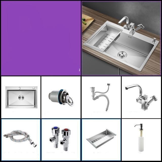 Huxon - Handmade Stainless Steel Lead-Free Large Kitchen Sink - Nordic Side - 03-18, modern-pieces