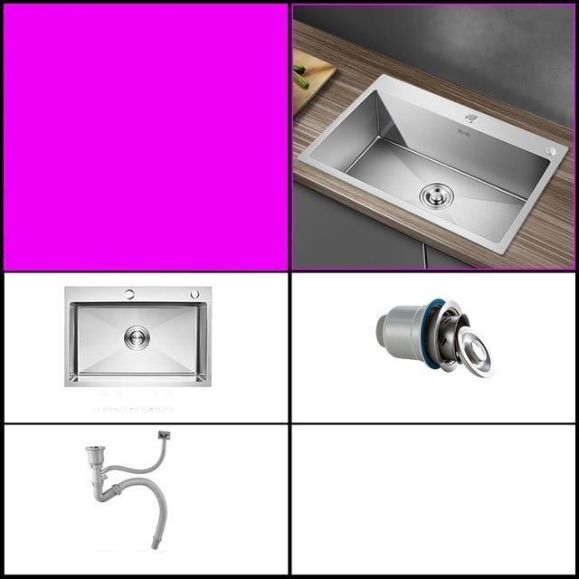Huxon - Handmade Stainless Steel Lead-Free Large Kitchen Sink - Nordic Side - 03-18, modern-pieces