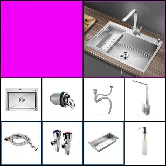 Huxon - Handmade Stainless Steel Lead-Free Large Kitchen Sink - Nordic Side - 03-18, modern-pieces