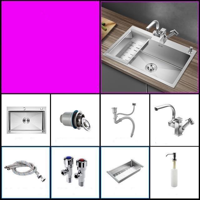 Huxon - Handmade Stainless Steel Lead-Free Large Kitchen Sink - Nordic Side - 03-18, modern-pieces