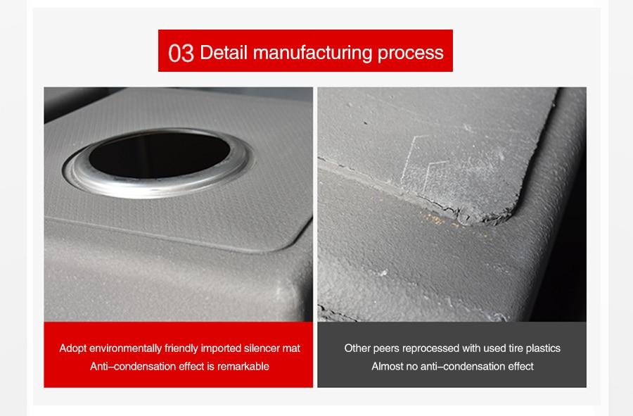 Huxon - Handmade Stainless Steel Lead-Free Large Kitchen Sink - Nordic Side - 03-18, modern-pieces