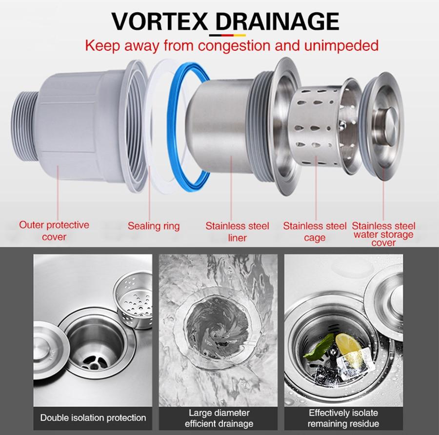 Huxon - Handmade Stainless Steel Lead-Free Large Kitchen Sink - Nordic Side - 03-18, modern-pieces