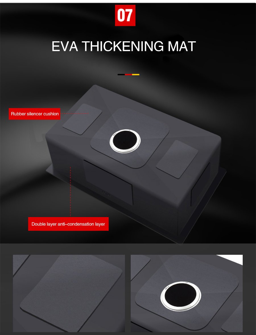 Huxon - Handmade Stainless Steel Lead-Free Large Kitchen Sink - Nordic Side - 03-18, modern-pieces