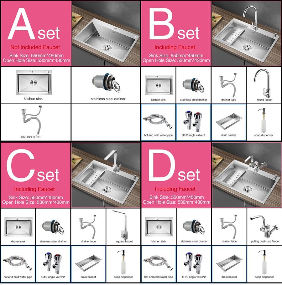 Huxon - Handmade Stainless Steel Lead-Free Large Kitchen Sink - Nordic Side - 03-18, modern-pieces
