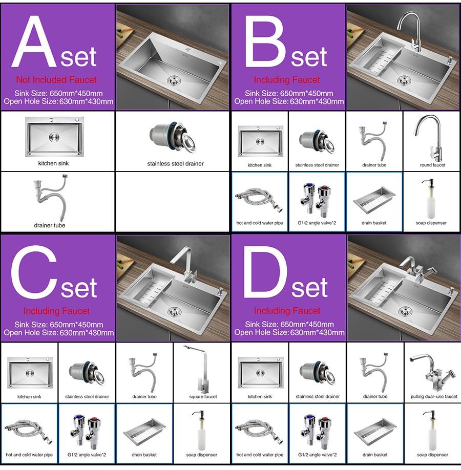 Huxon - Handmade Stainless Steel Lead-Free Large Kitchen Sink - Nordic Side - 03-18, modern-pieces