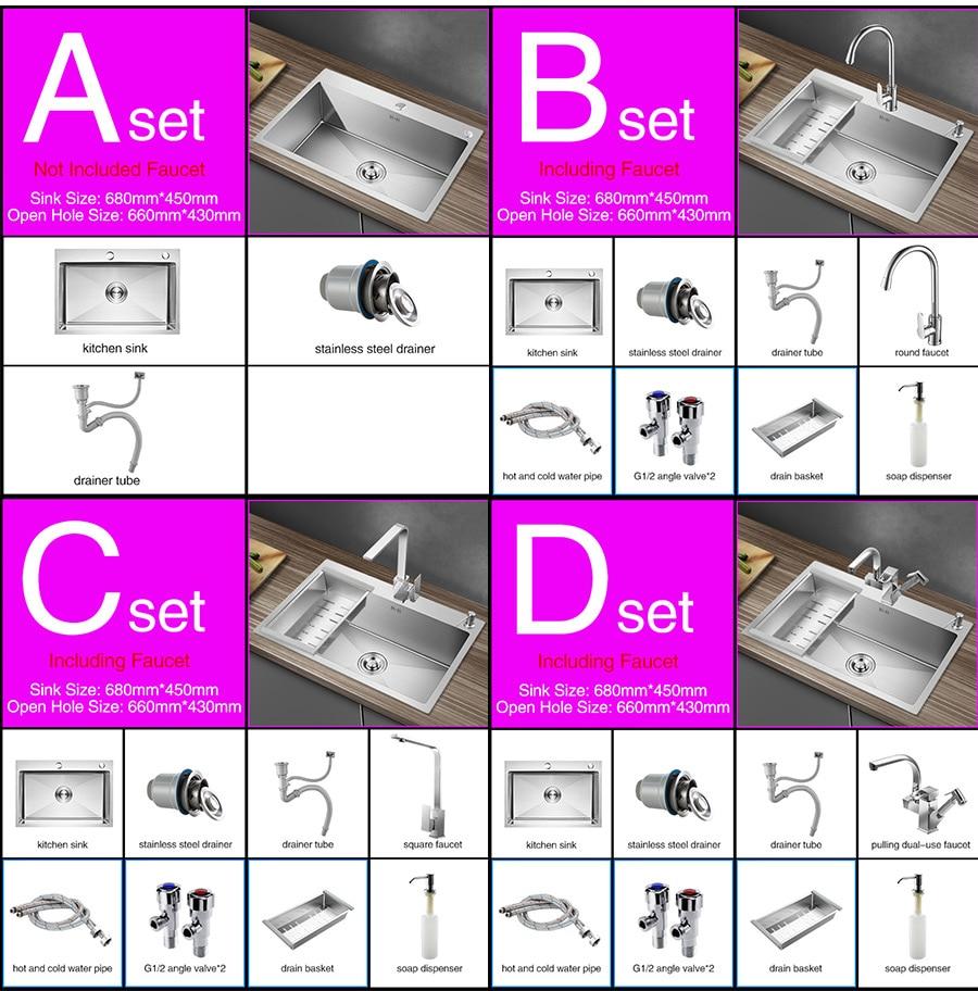 Huxon - Handmade Stainless Steel Lead-Free Large Kitchen Sink - Nordic Side - 03-18, modern-pieces