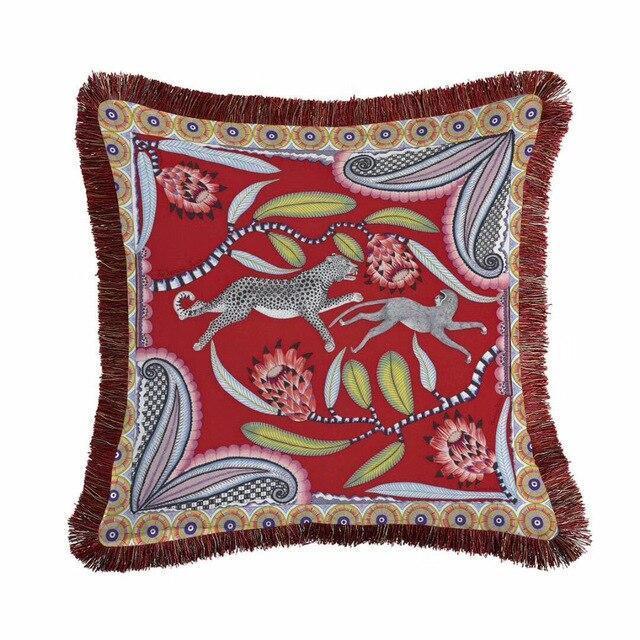 Two-sided Birds And Animals Leopard Printing Velvet Cushion Cover - Nordic Side - 