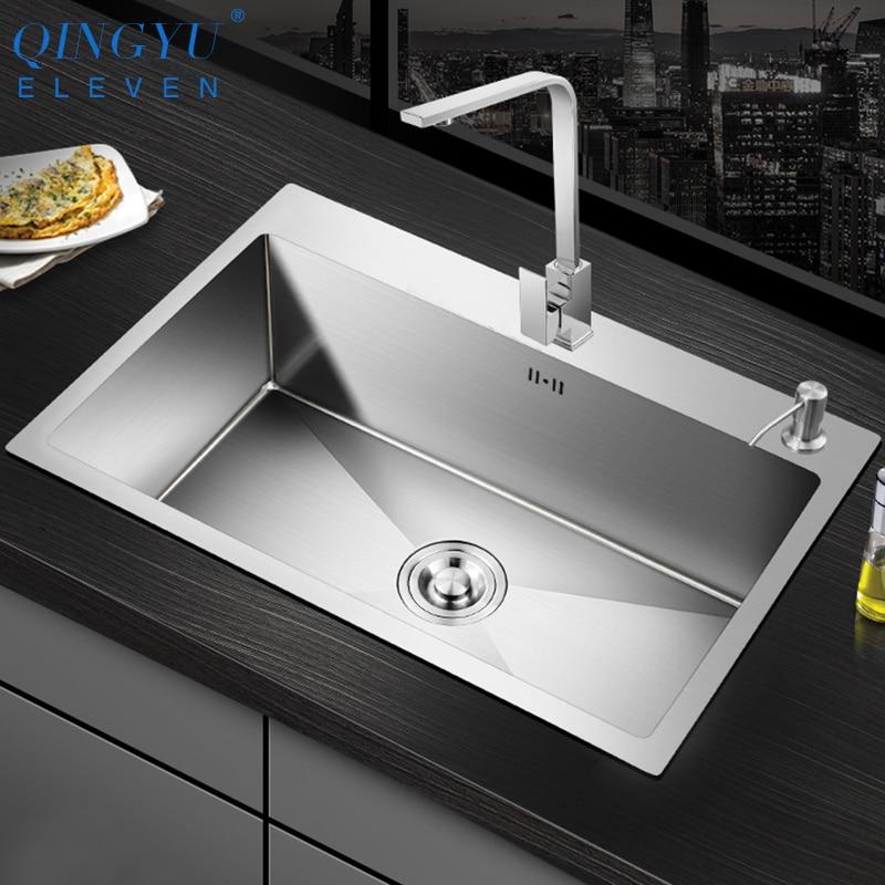 Huxon - Handmade Stainless Steel Lead-Free Large Kitchen Sink - Nordic Side - 03-18, modern-pieces