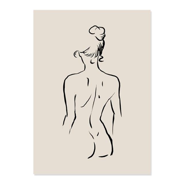 Abstract Matisse Body Line Floral Painting Canvas