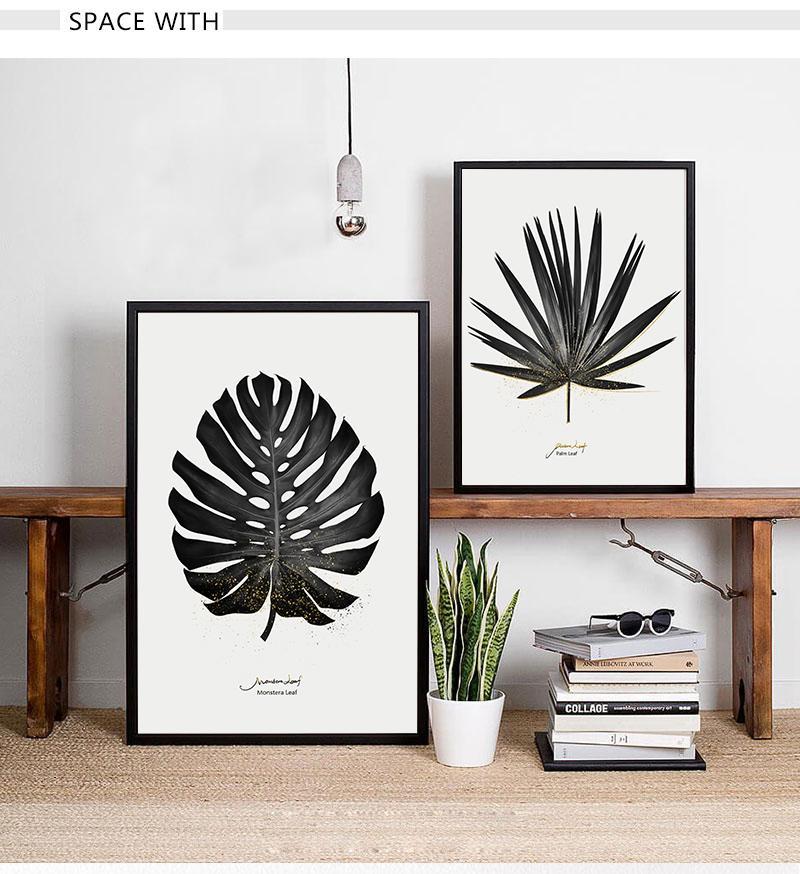 Black & White Palm Leaf - Nordic Side - 
