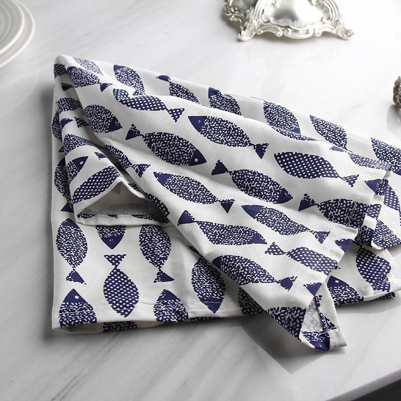Amphitrite - Set of 6 Blue & White Mediterranean Napkins - Nordic Side - 01-28