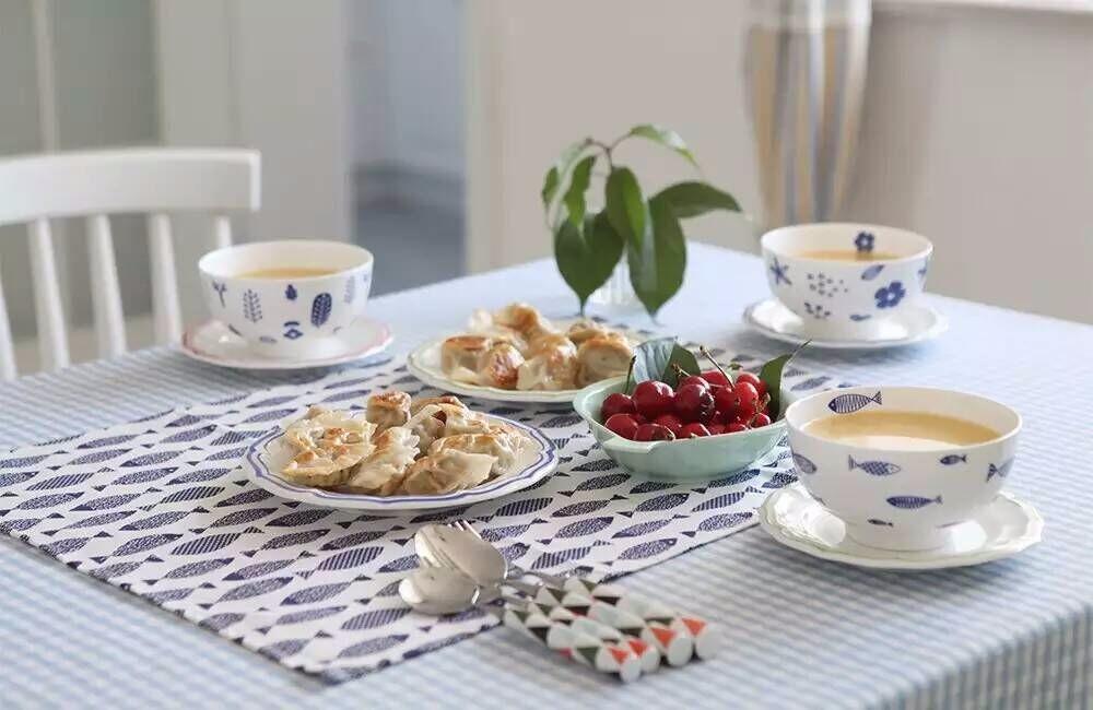 Amphitrite - Set of 6 Blue & White Mediterranean Napkins - Nordic Side - 01-28