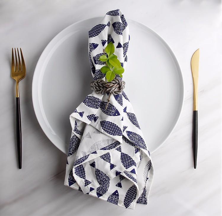 Amphitrite - Set of 6 Blue & White Mediterranean Napkins - Nordic Side - 01-28