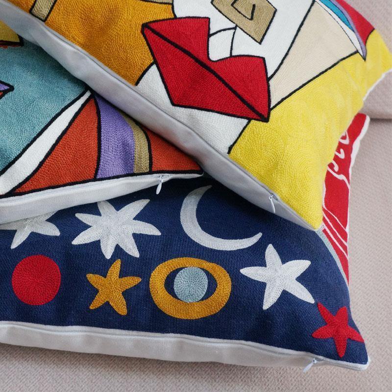 Cotton Embroidered Cushion Covers - Nordic Side - 