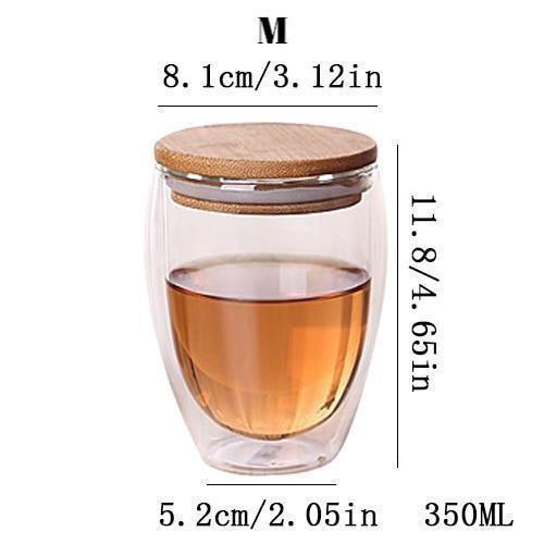 Double Glass Cup with Cover - Nordic Side - 