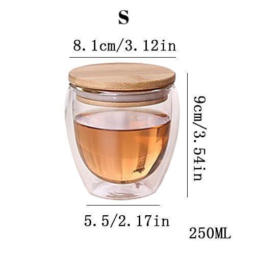 Double Glass Cup with Cover - Nordic Side - 