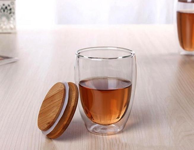 Double Glass Cup with Cover - Nordic Side - 