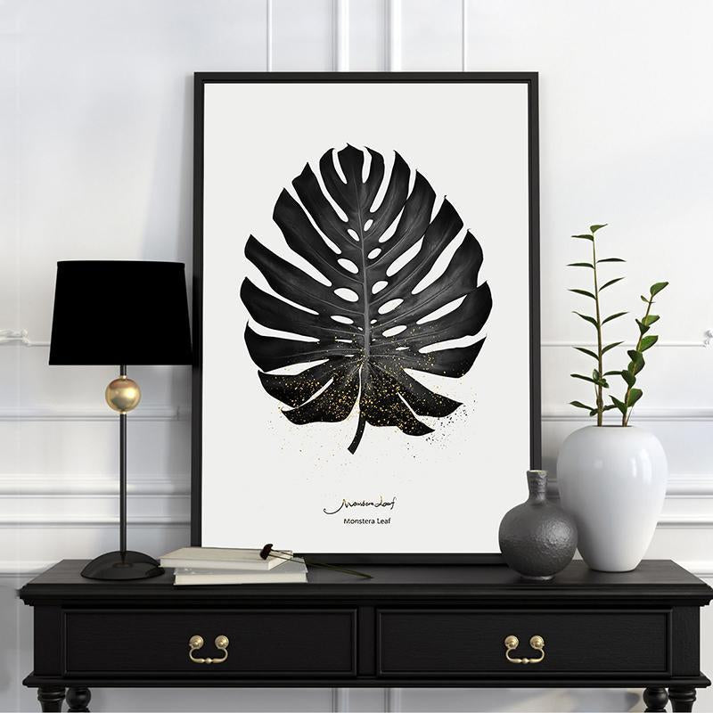 Black & White Palm Leaf - Nordic Side - 